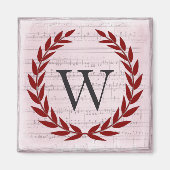 Laurel Wreath Sheet Music Monogram Initial W Magnet (Vorne)