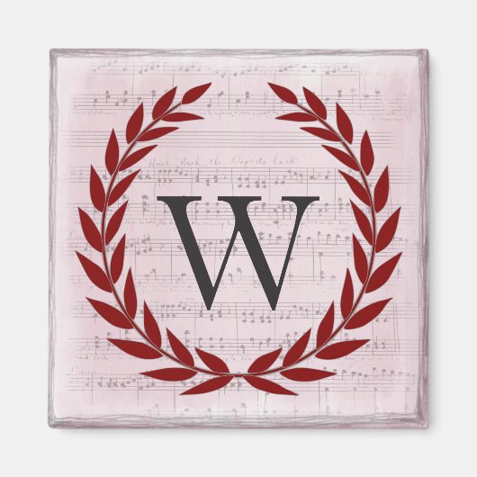 Laurel Wreath Sheet Music Monogram Initial W Magnet (Vorne)
