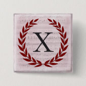 Laurel Wreath Sheet Music Monogram Initial X Button (Vorderseite)