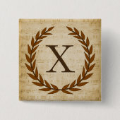 Laurel Wreath Sheet Music Monogram Initial X Button (Vorderseite)