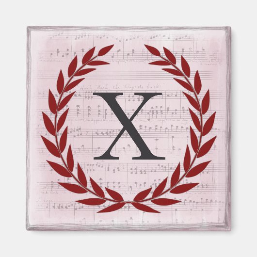 Laurel Wreath Sheet Music Monogram Initial X Magnet (Vorne)