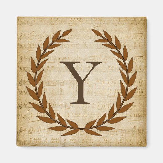 Laurel Wreath Sheet Music Monogram Initial Y Magnet (Vorne)