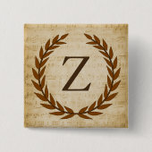 Laurel Wreath Sheet Music Monogram Initial Z Button (Vorderseite)