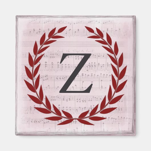 Laurel Wreath Sheet Music Monogram Initial Z Magnet (Vorne)