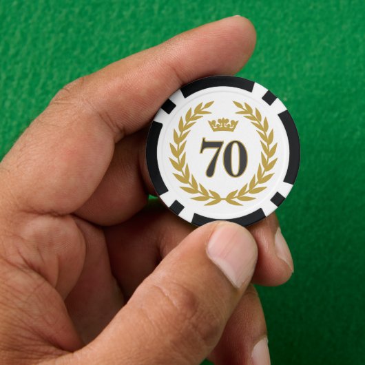 Laurel Wreath und Crown 70. Geburtstag Pokerchips (Hand)