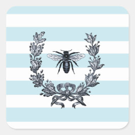 Laurel Wreath und Napoleonische Bienenkontur Quadratischer Aufkleber
