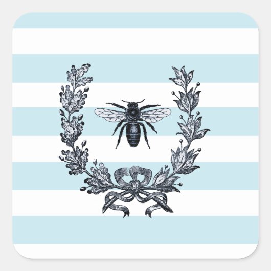 Laurel Wreath und Napoleonische Bienenkontur Quadratischer Aufkleber (Vorderseite)