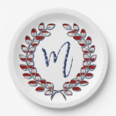 Laurel Wreath US Flagge Monogram m Pappteller (Vorderseite)