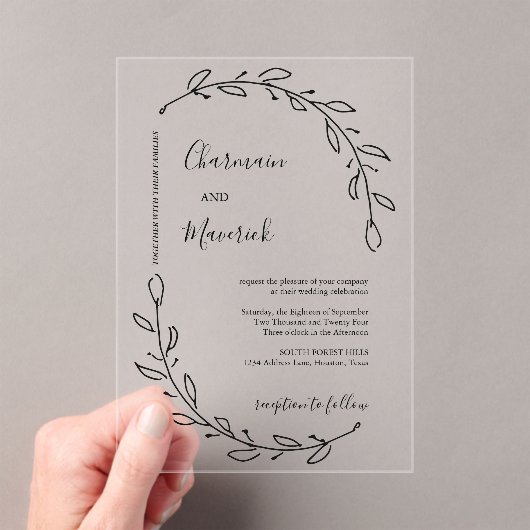 Laurel Wreath Wedding Acryleinladungen (Insitu (Handheld))