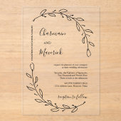 Laurel Wreath Wedding Acryleinladungen (Vorderseite)