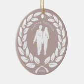 Laurel Wreath Wedding Couple Rose Gold Mit Monogra Keramik Ornament (Rechts)