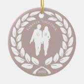 Laurel Wreath Wedding Couple Rose Gold Mit Monogra Keramik Ornament (Vorne)