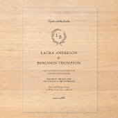 Laurel Wreath Wedding Crest Minimalist Acryleinladungen (Vorderseite)