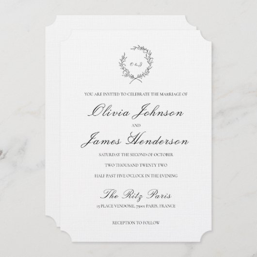 Laurel Wreath Wedding Einladung (Vorne/Hinten)