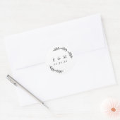 Laurel Wreath Wedding Monogram Runder Aufkleber (Umschlag)
