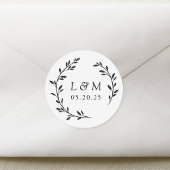 Laurel Wreath Wedding Monogram Runder Aufkleber