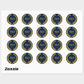 Laurel Wreath Wedding Sticker Navy Blue und Yellow (Blatt)