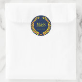 Laurel Wreath Wedding Sticker Navy Blue und Yellow (Tasche)