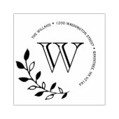 Laurels Blätter Monogram-Rücksendeadresse Gummistempel (Prägung)