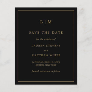 Lauren Black and Gold Budget Wedding Save the Date