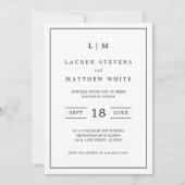 Lauren Black and White Elegante Probe Dinner Einladung (Vorderseite)