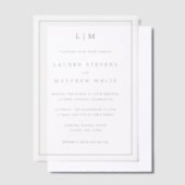 Lauren Black und White Monogram Elegant Wedding Pergament Einladungen (Versetzt)