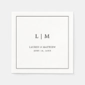Lauren Black und White Monogram Elegant Wedding Serviette (Vorderseite)