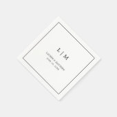 Lauren Black und White Monogram Elegant Wedding Serviette (Ecke)