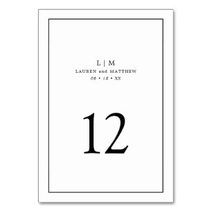 Lauren Black und White Monogram Elegant Wedding Tischnummer