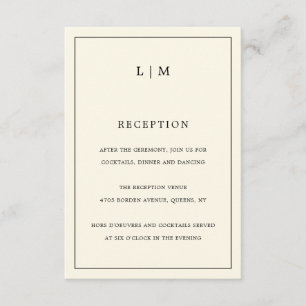 Lauren Cream Monogram Elegant Wedding Begleitkarte