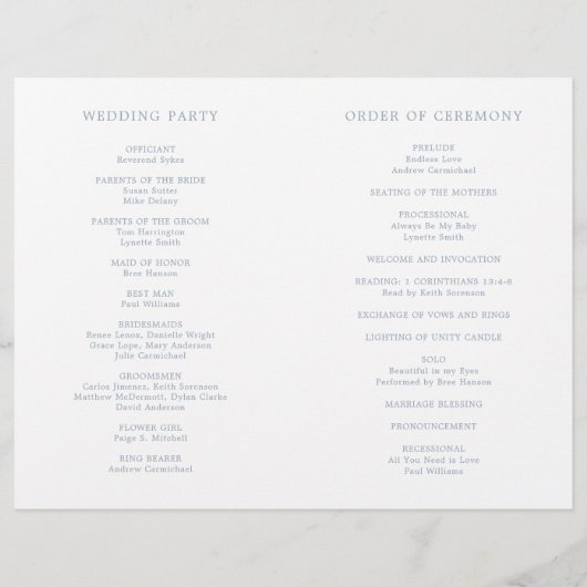 Lauren Dusty Blue Monogram Elegant Wedding (Rückseite)