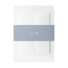 Lauren Dusty Blue Monogram Elegant Wedding Einladungsbanderole