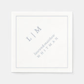 Lauren Dusty Blue Monogram Elegant Wedding Serviette (Vorderseite)