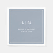 Lauren Dusty Blue Monogram Elegant Wedding Serviette (Vorderseite)