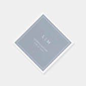 Lauren Dusty Blue Monogram Elegant Wedding Serviette (Ecke)