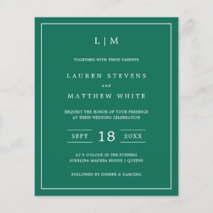 Lauren Emerald Green Budget Einladung zur Hochzeit