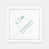 Lauren Emerald Green Monogram Elegant Wedding Serviette (Vorderseite)