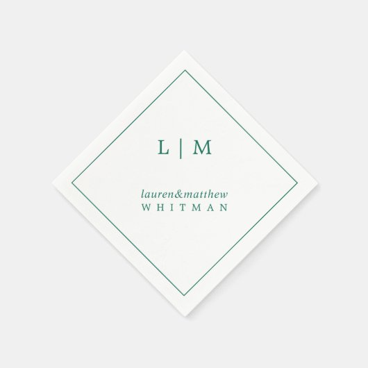 Lauren Emerald Green Monogram Elegant Wedding Serviette (Ecke)