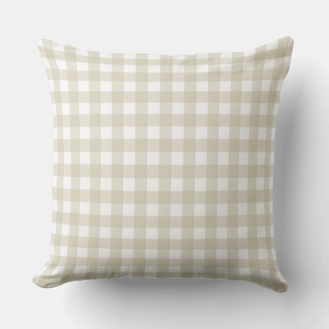 Lauren Gingham Beige Kissen (Vorderseite)