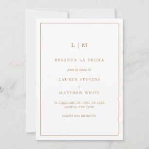 Lauren Gold Monogram Elegant Spanish Wedding Save The Date