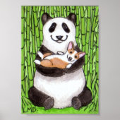 Lauren M. Davis Panda & Pembroke Welsh Dog Art Poster (Vorne)