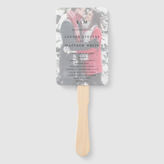 Lauren Monogram Foto Elegant Wedding Fächer (Vorderseite)