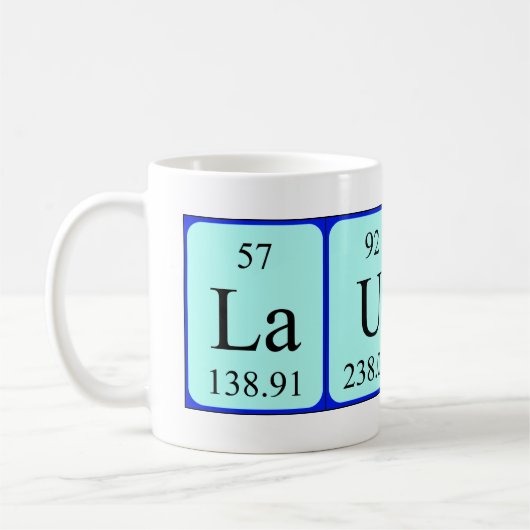 Lauren Namen-Tasse periodischer Tabelle Kaffeetasse (Links)