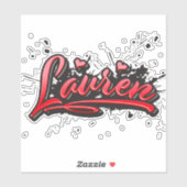 Lauren red Heart Graffiti Aufkleber Sticker (Blatt)