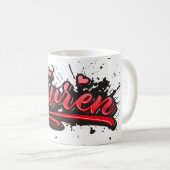 Lauren red Heart Graffiti Tasse Kaffeetasse (VorderseiteRechts)
