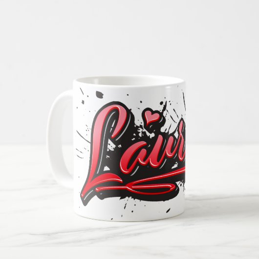 Lauren red Heart Graffiti Tasse Kaffeetasse (Vorderseite Links)