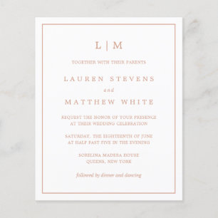 Lauren Rose Gold Monogram Budget Wedding Einladung