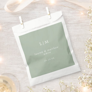 Lauren Sage Green Monogram Elegant Wedding Geschenktütchen
