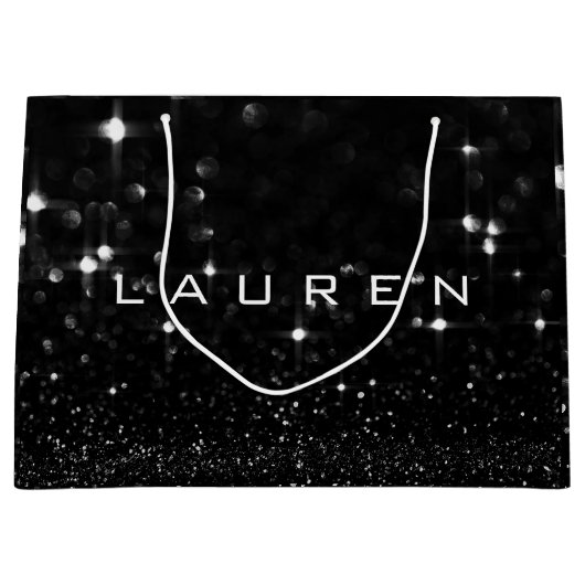 Lauren Schwarz-weiß White Glitzer Gefallen Gift Sp Große Geschenktüte (Vorderseite)