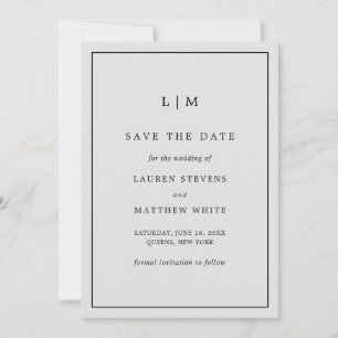 Lauren Silver Monogram Elegant Wedding Save The Date